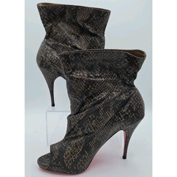 NWOB Y2K Apple Bottoms Snakeskin Ankle Boots Heels Womens Peep Toe Size 11 - Picture 2 of 8